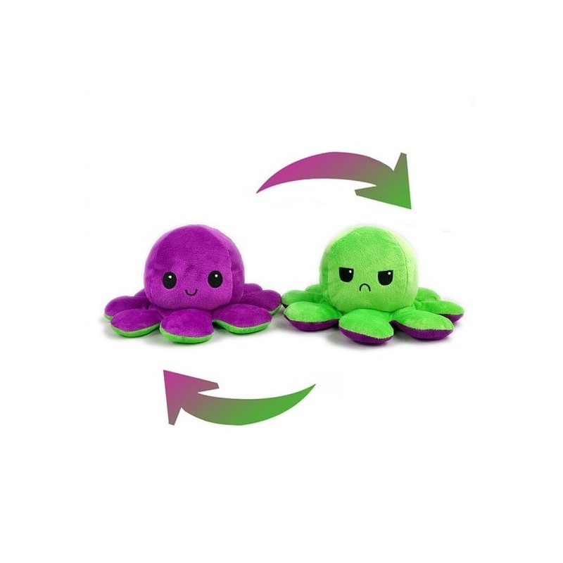 Pieuvre réversible en peluche violet et vert Pieuvre réversible en peluche violet et vert