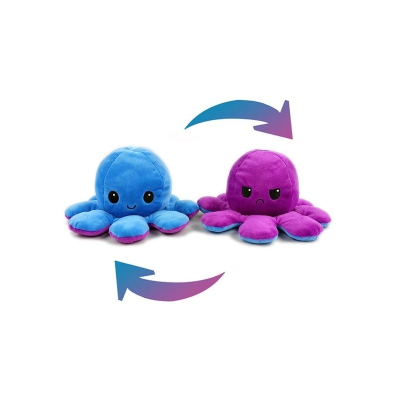 Pieuvre réversible en peluche bleu et violet Pieuvre réversible en peluche bleu et violet