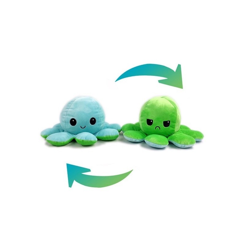 Pieuvre réversible en peluche bleu et vert Pieuvre réversible en peluche bleu et vert