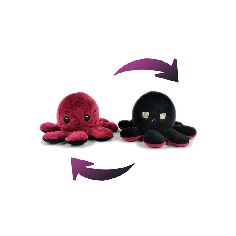 Pieuvre réversible en peluche rouge et noir Pieuvre réversible en peluche rouge et noir