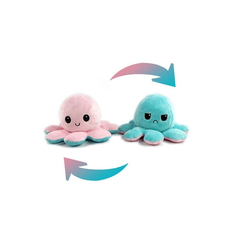 Pieuvre réversible en peluche rose pale et bleu clair Pieuvre réversible en peluche rose pale et bleu clair