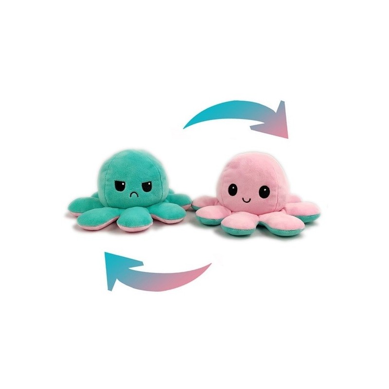 Pieuvre réversible en peluche bleu et rose Pieuvre réversible en peluche bleu et rose