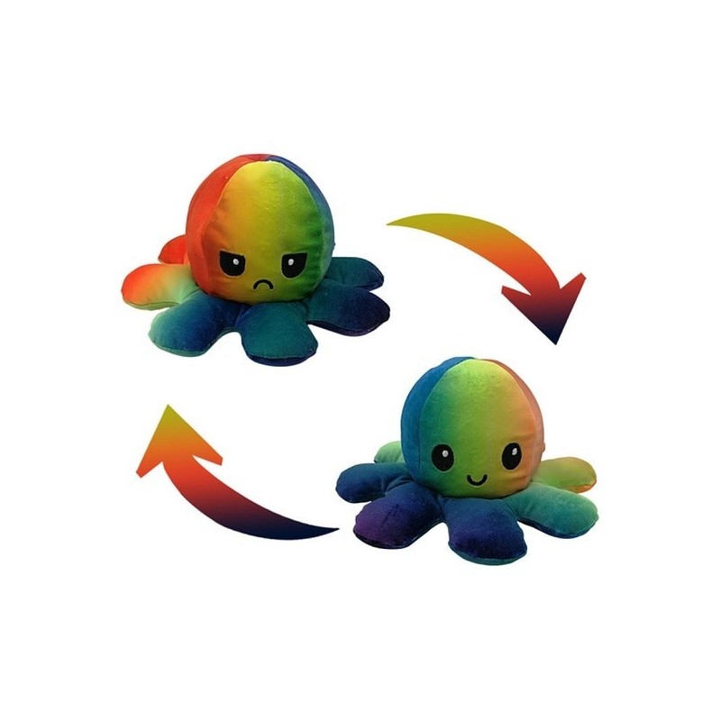 Pieuvre réversible en peluche arc en ciel Pieuvre réversible en peluche arc en ciel