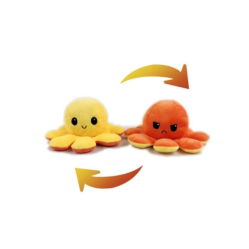 Pieuvre réversible en peluche jaune et orange Pieuvre réversible en peluche jaune et orange