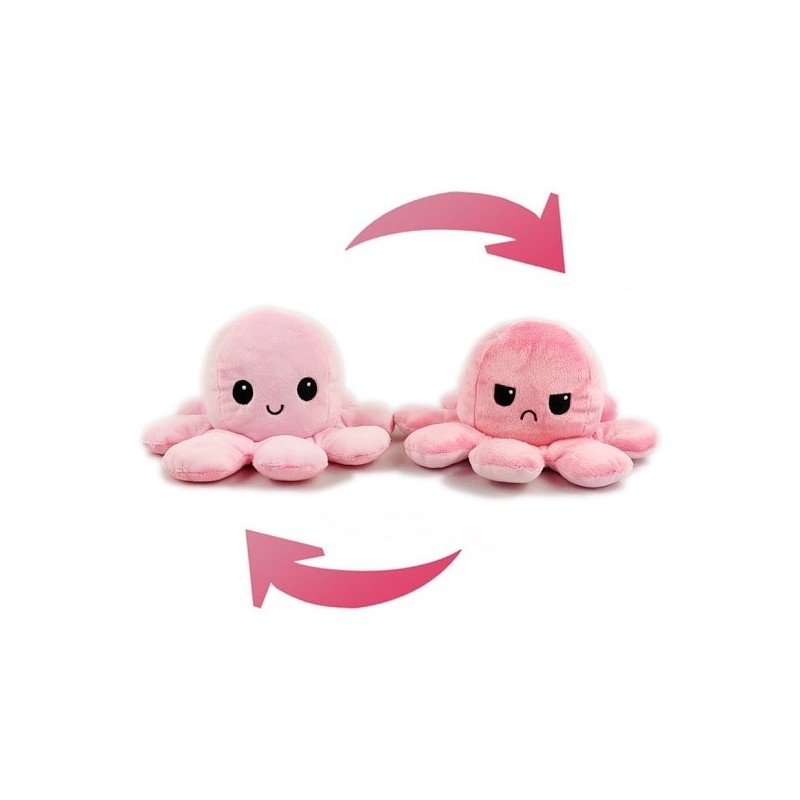 Pieuvre réversible en peluche rose clair et foncé Pieuvre réversible en peluche rose clair et foncé