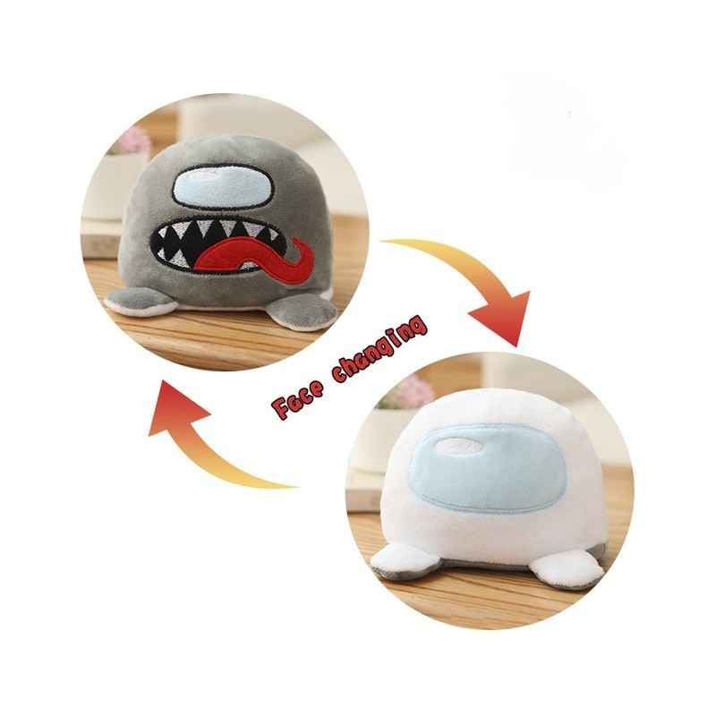 Peluche among us réversible gris et blanc Peluche among us réversible gris et blanc