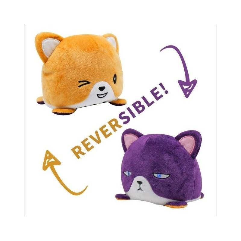 peluche renard réversible roux et violet peluche renard réversible roux et violet