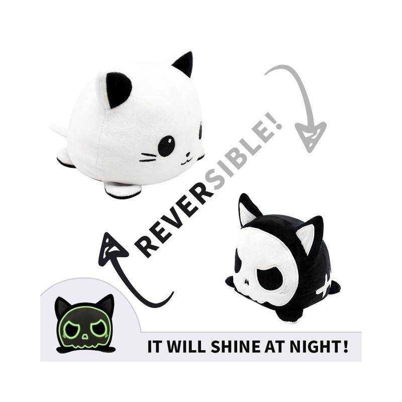 peluche réversible chat blanc et squelette peluche réversible chat blanc et squelette